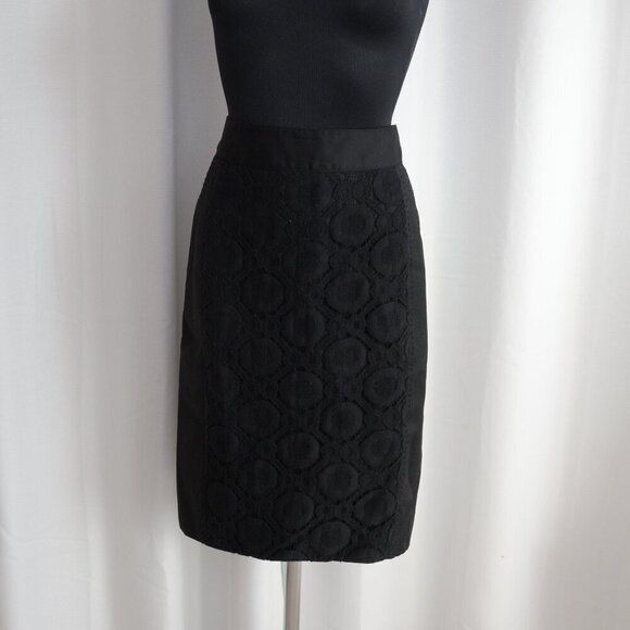 Tory Burch Black Lace Front Wool Pencil Skirt Sz 4 - Picture 1 of 8